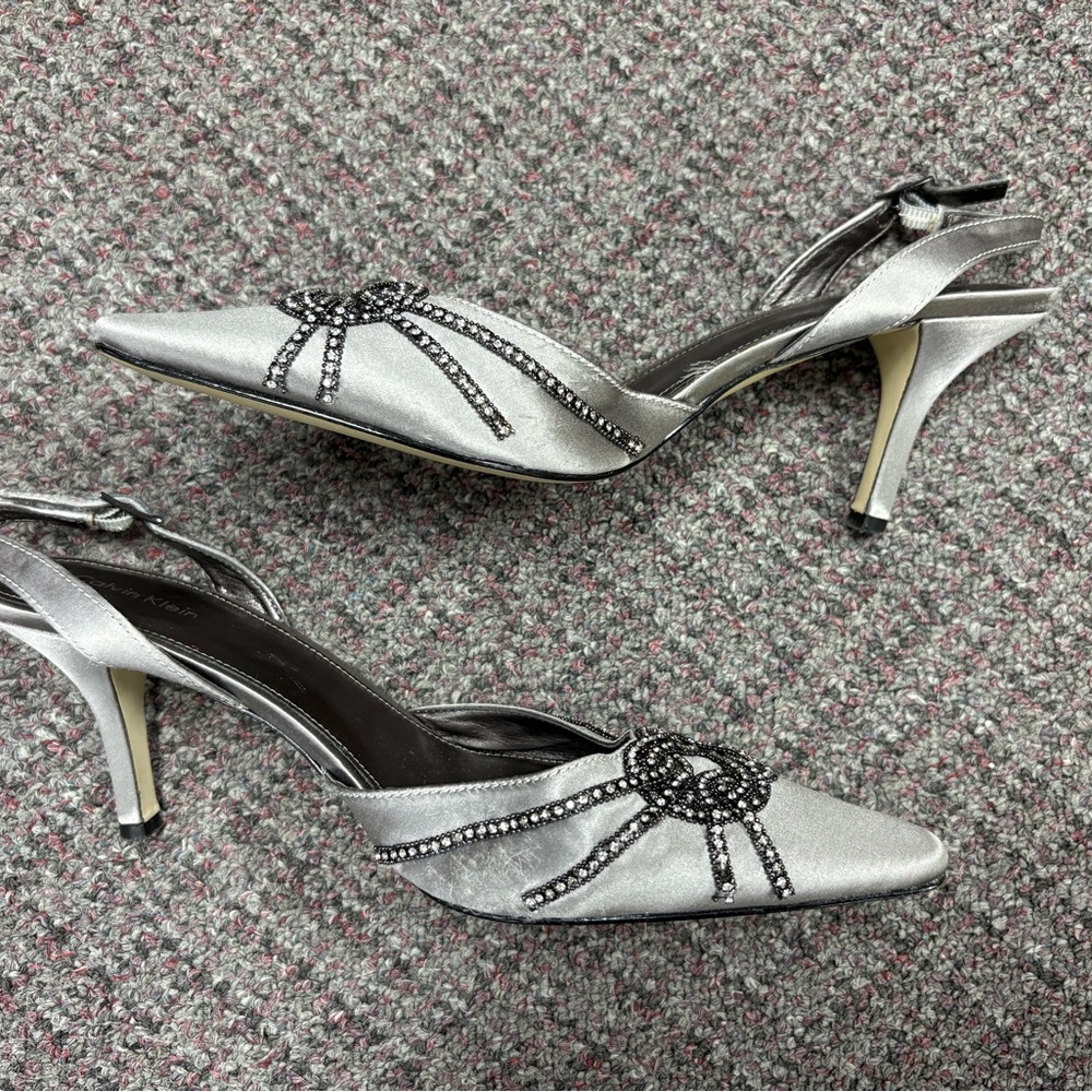 Calvin Klein Silver Slingback Heels
